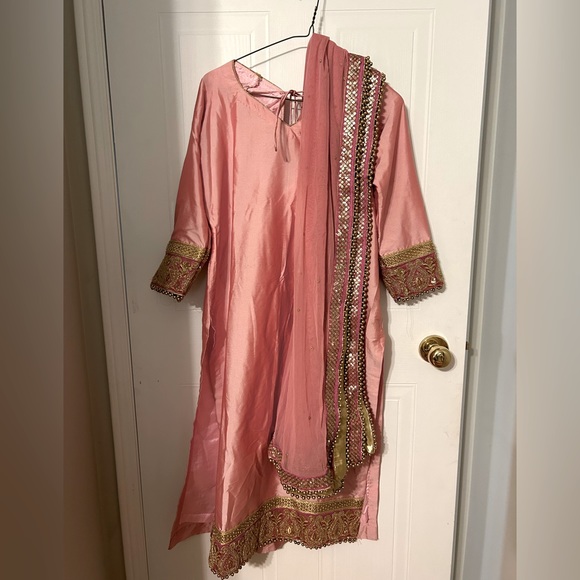 Pink Silk Indian Suit - Picture 1 of 6